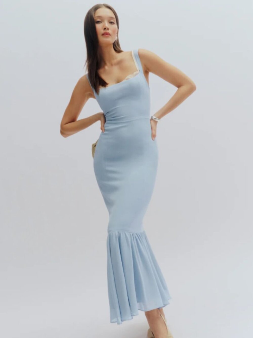 NWT Reformation Irisa Dress Mineral/Light Blue - Size 2